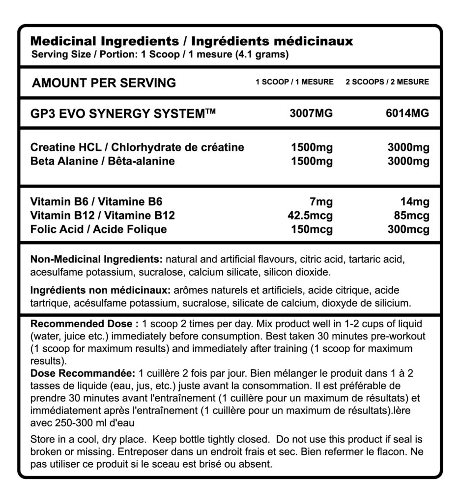 GP3 ice berry nutrition facts